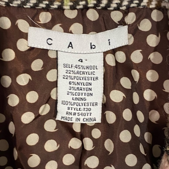 CAbi Belted Plaid Wool Blend Belted Blazer Jacket Brown Pink Size 4 - Picture 3 of 7